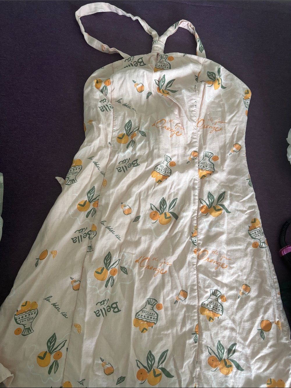 NWOT Women’s White Orange-Print Sundress
